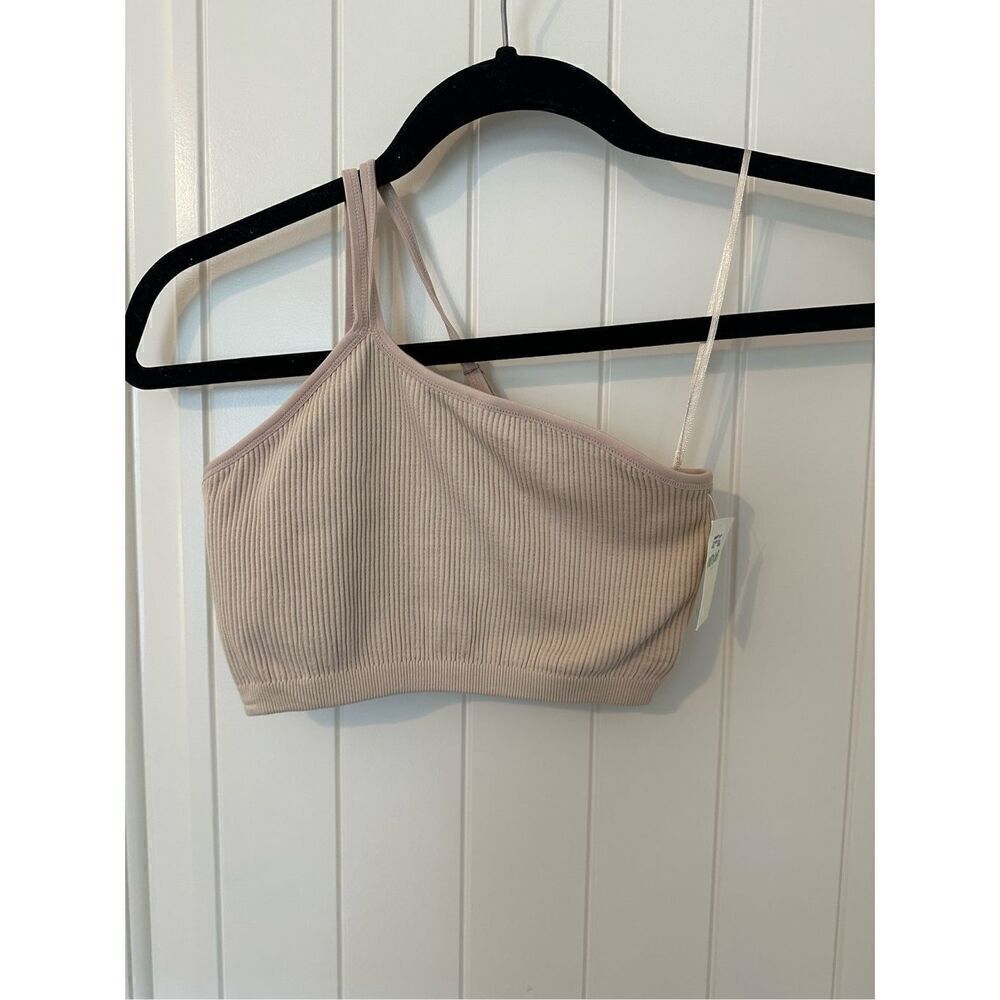 NWT Aerie Tan Ribbed Seamless One Shoulder Bralette Size XS
